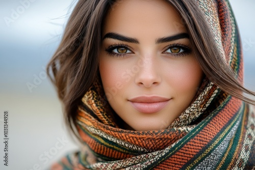 Traditional Jordanian woman in a keffiyeh scarf, worn with pride