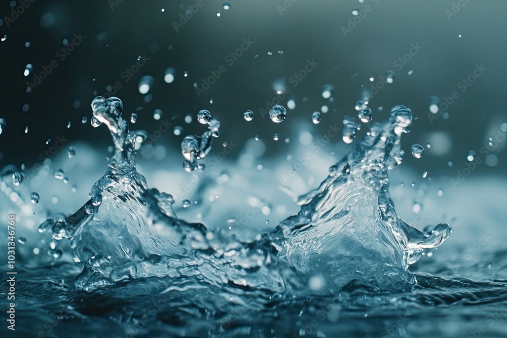 Water Droplet Splashing and Creating a Crown of Splashes Water Droplet Splashing and Creating a Crown of Splashes