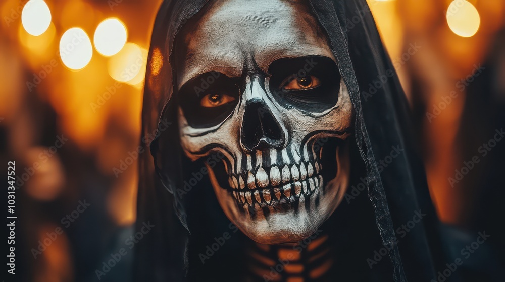 Skull Makeup, Halloween Costume, Dark. Skull Makeup, Halloween Costume, Dark.
