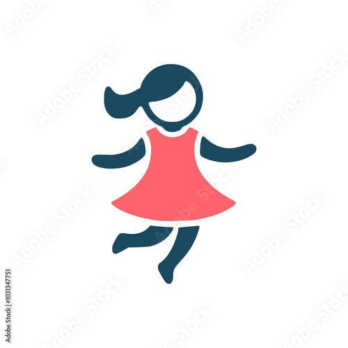 playful little kid girl fun logo vector illustration template design