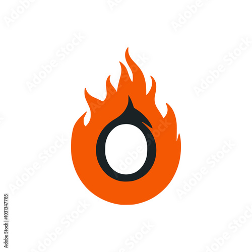 letter O with fire logo vector illustration template design