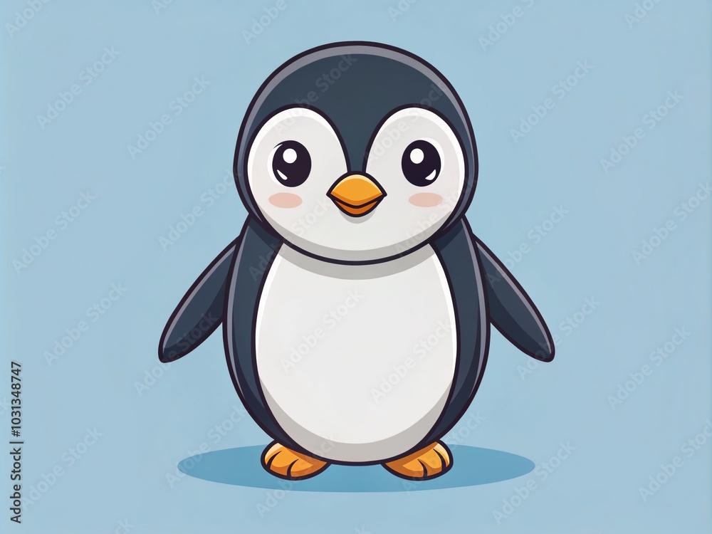Fototapeta premium Cute Penguin Vector Illustration on White Background for Urban Exploration Photography