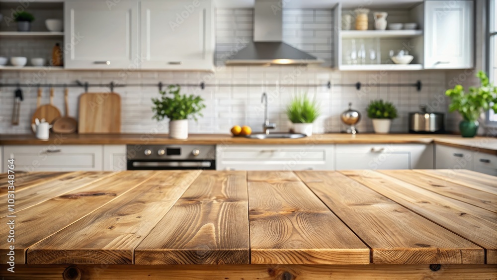 Empty wooden table with kitchen in background, kitchen, cooking, dining, home, interior, empty, wood, table Empty wooden table with kitchen in background, kitchen, cooking, dining, home, interior, empty, wood, table