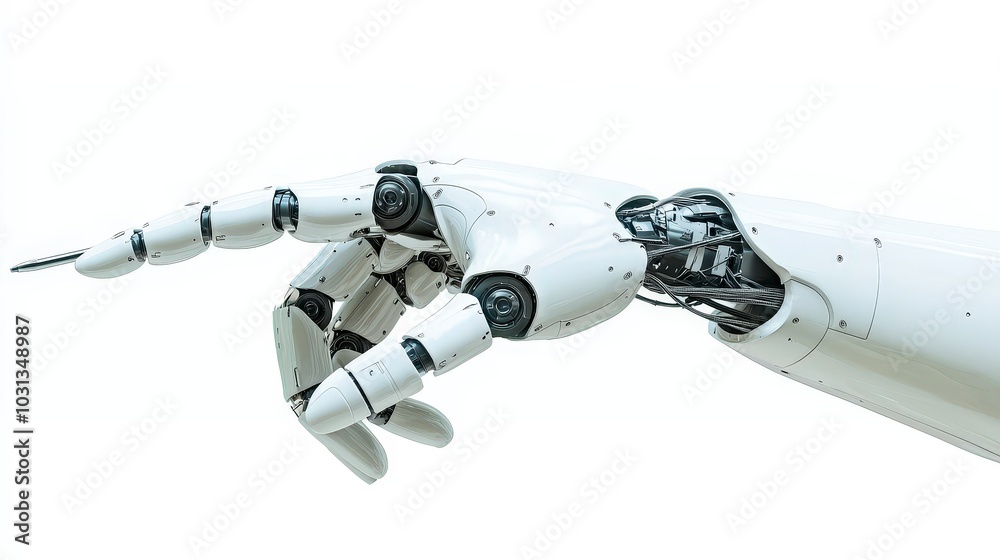 Robotic hand reaching out in a futuristic design Robotic hand reaching out in a futuristic design