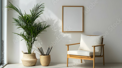 Cozy interior with a chair,...