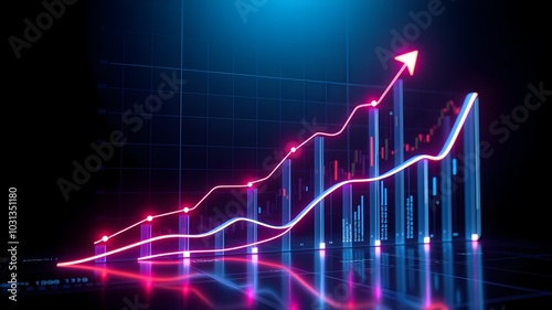Futuristic Business Growth Chart with Light Effects