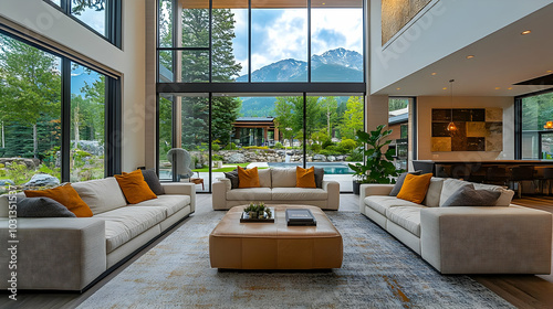 Modern living room with mou...