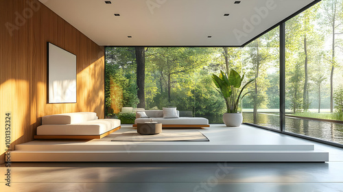 Modern living room with lar...