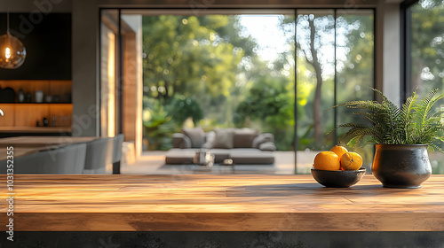 Modern interior with a wood...
