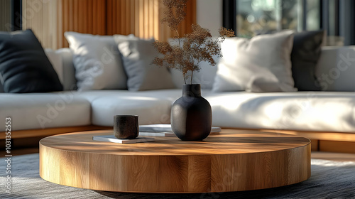 Cozy living room with a woo...