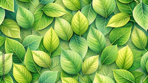 A lush tapestry of emerald and lime leaves, each vein a story of growth and resilience, woven together in a vibrant symphony of nature's artistry.