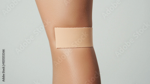 Bandage on Knee: Close-up p...