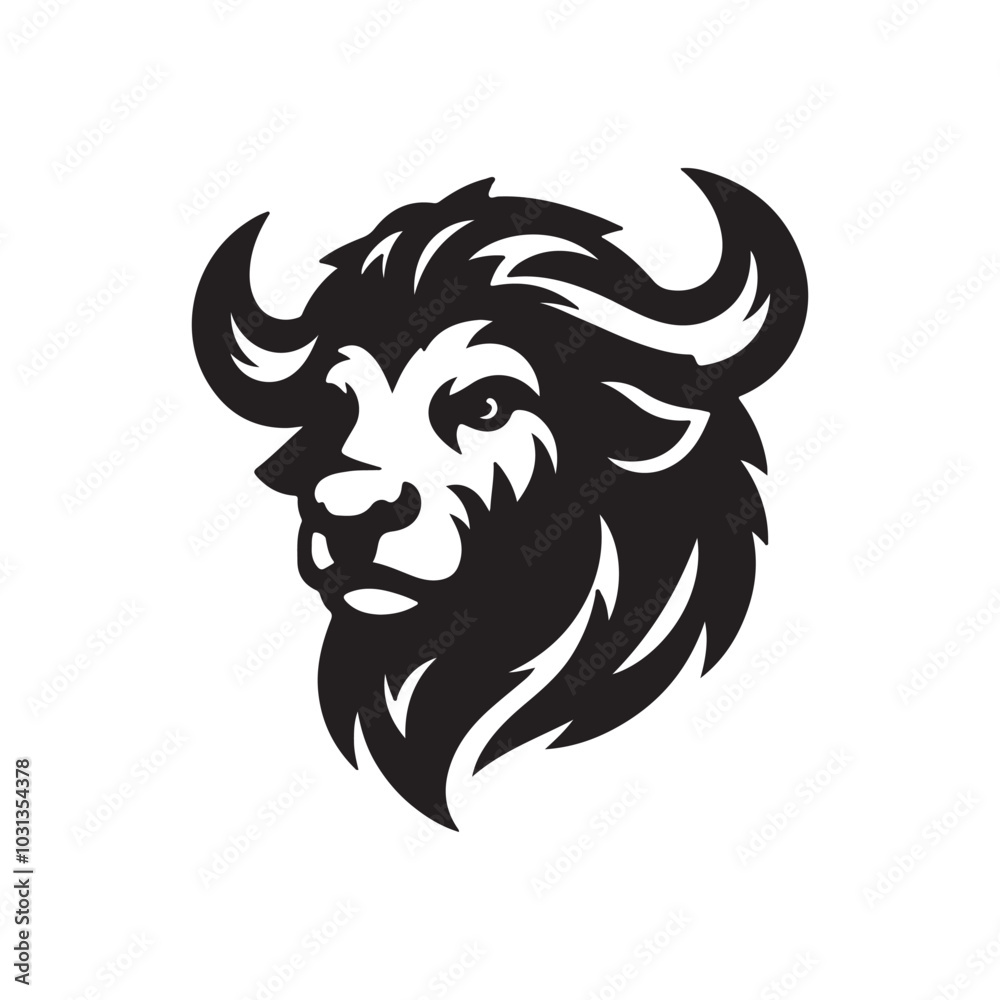 Fototapeta premium a buffalo animal logo icon silhouette vector illustration