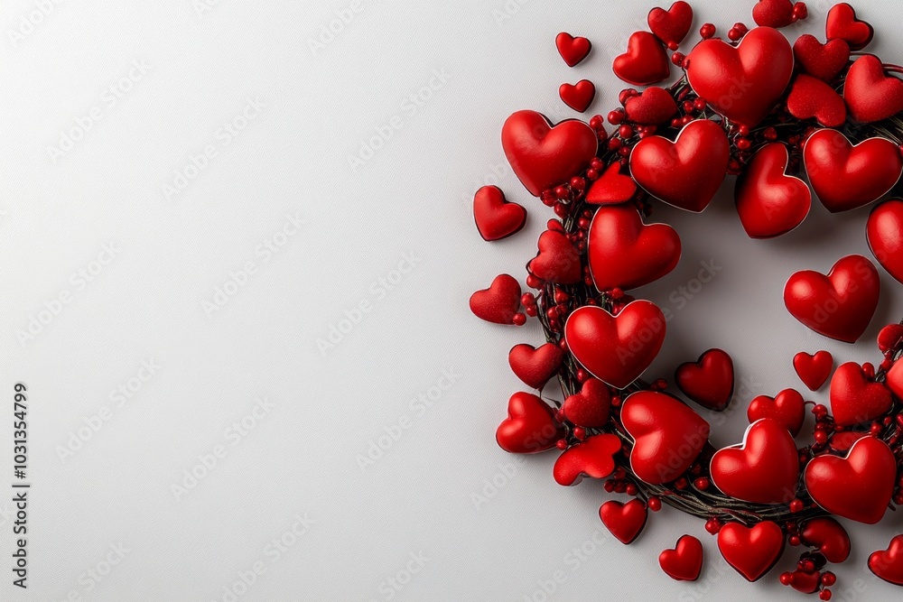 Cluster of tiny red hearts, forming a border that surrounds the card frame Cluster of tiny red hearts, forming a border that surrounds the card frame