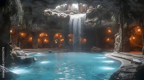 Serene underground pool wit...