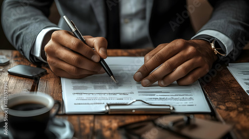 A person signing a document...