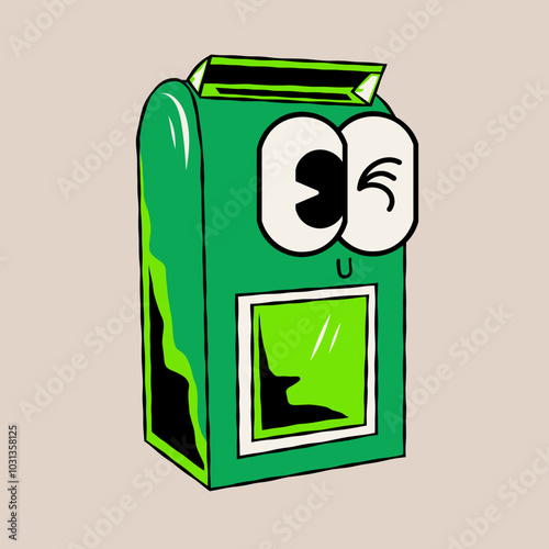 Doodle cute character illustration mailbox sticker