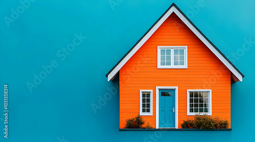 Bright orange house against...