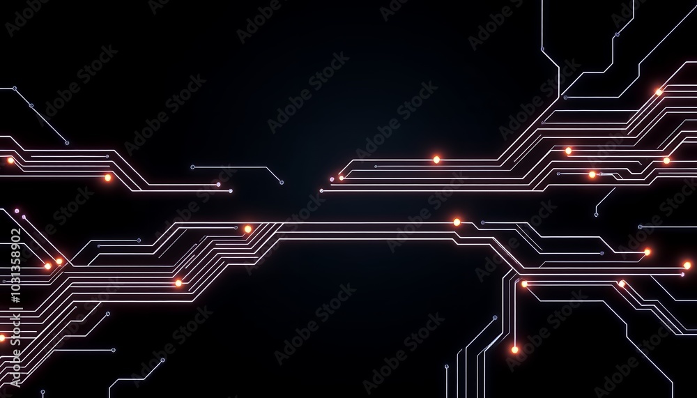 Obraz premium Futuristic Technology Background with Glowing Circuits and Digital Data Streams