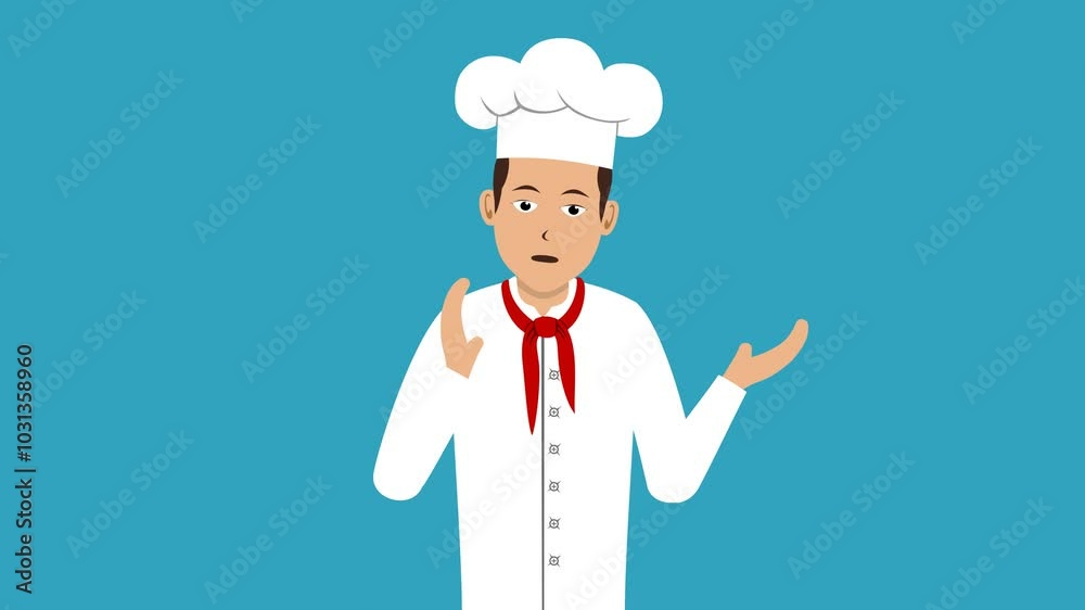 Chef Lipsync Presentation Animation Blue Background Video Chef Lipsync Presentation Animation Blue Background Video