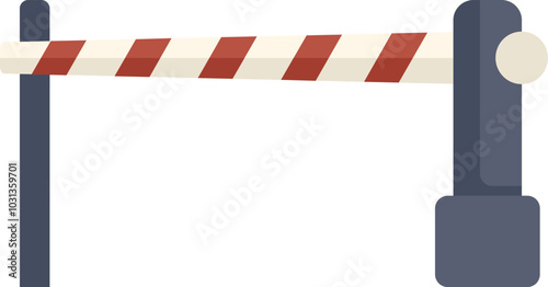 Automatic red and white boom barrier controlling vehicle access