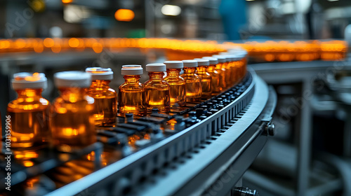 Bottles on a conveyor belt ...