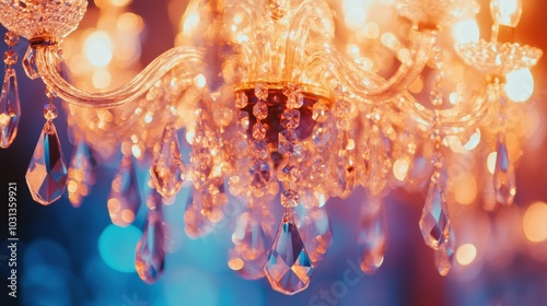 A chandelier with crystal decorations hanging from it