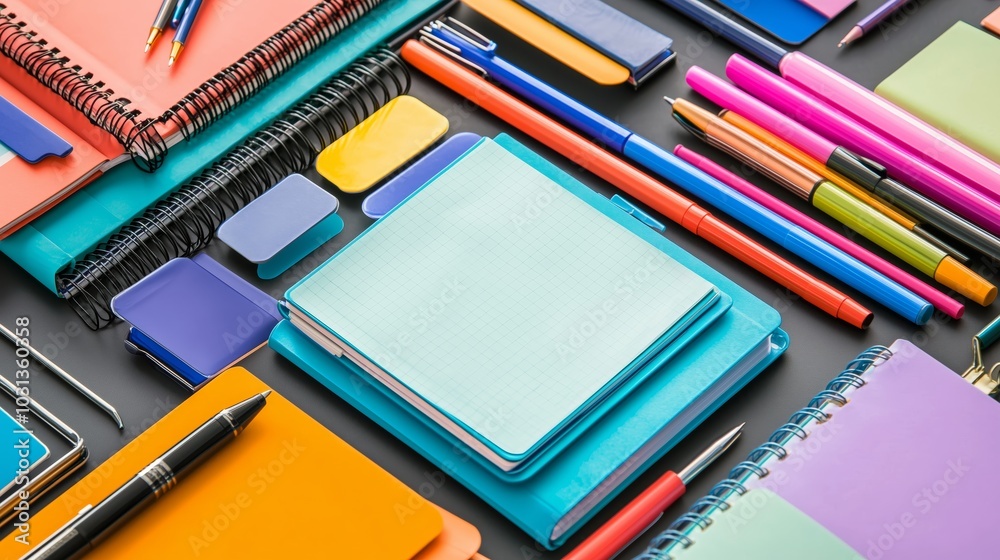 Colorful Collection of Fresh Stationery Supplies Colorful Collection of Fresh Stationery Supplies