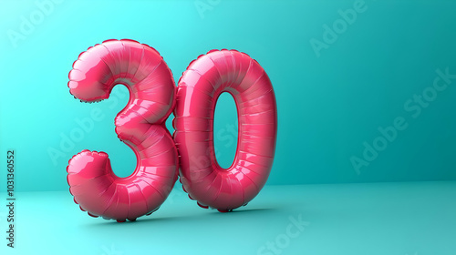 Pink balloon numbers "30" a...
