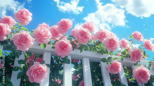 A vibrant display of pink r...