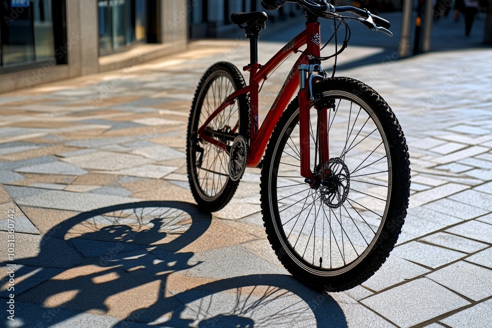 Minimalist shot of a shadow cast by a bicycle, with only the wheel in view Minimalist shot of a shadow cast by a bicycle, with only the wheel in view