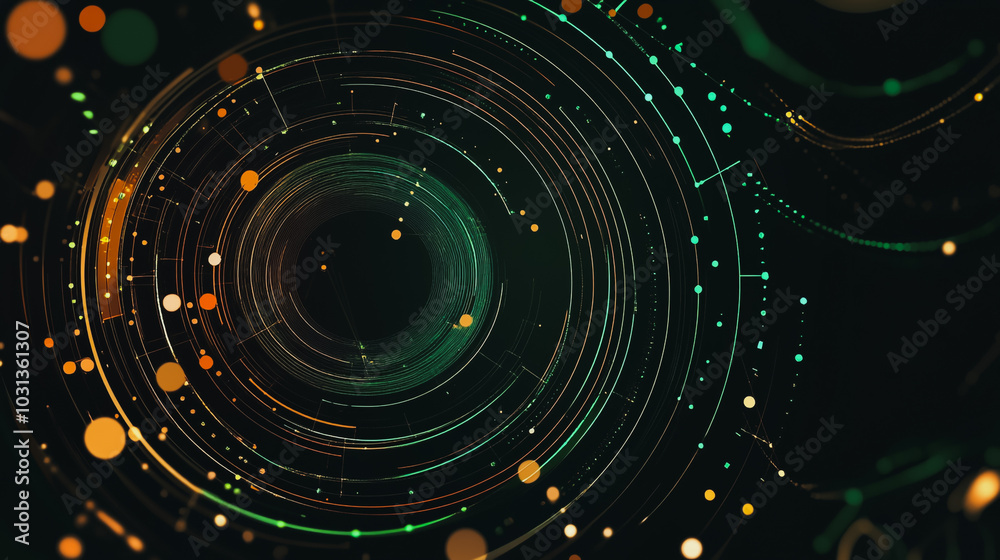 Abstract black background with Colorful circle lines. Digital future technology . Abstract business connection of lines from nodes innovation of communication in the network Abstract black background with Colorful circle lines. Digital future technology . Abstract business connection of lines from nodes innovation of communication in the network