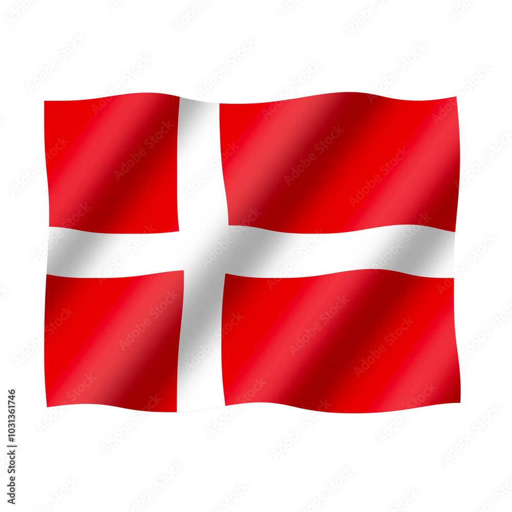 The national flag of denmark flies beautifully The national flag of denmark flies beautifully