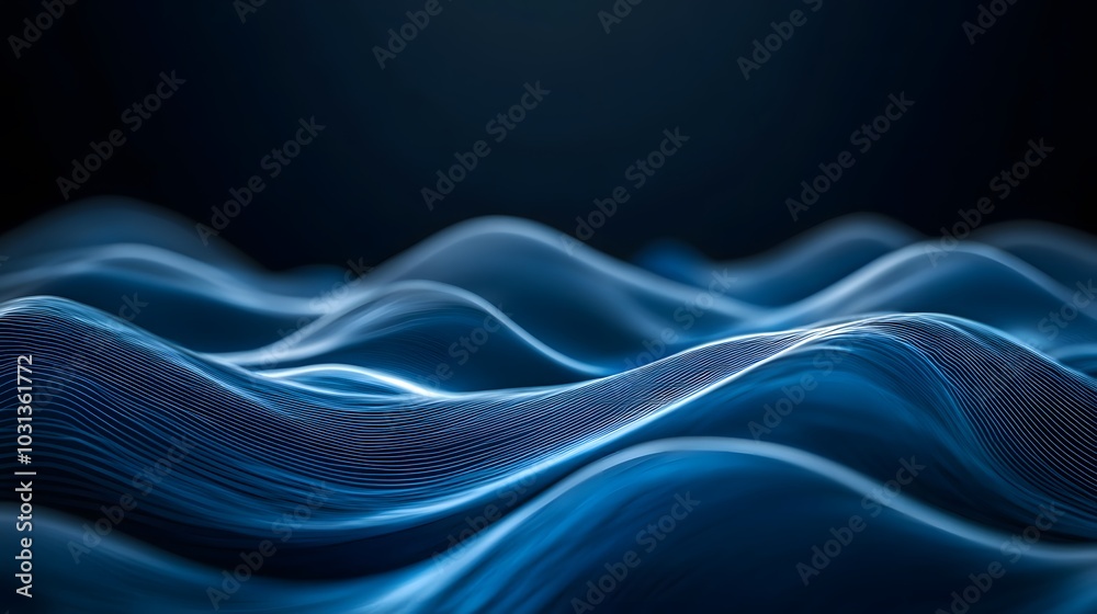 Abstract Blue Waves with a Glowing Line Pattern Abstract Blue Waves with a Glowing Line Pattern