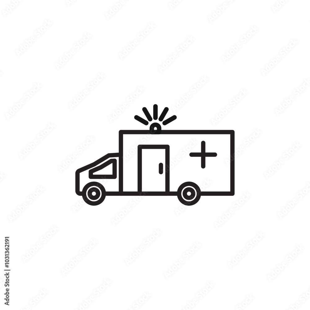 Ambulance icon Thin line flat illustration
