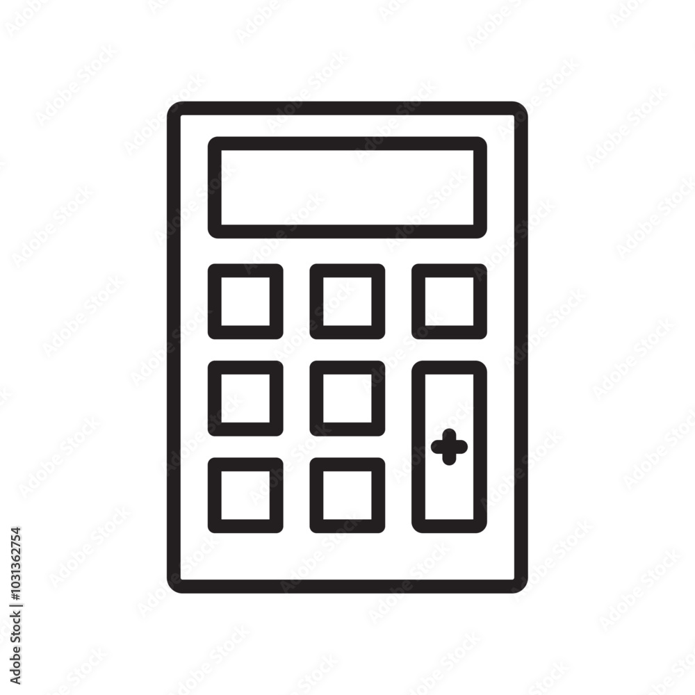 Calculator icon Thin line flat illustration Calculator icon Thin line flat illustration