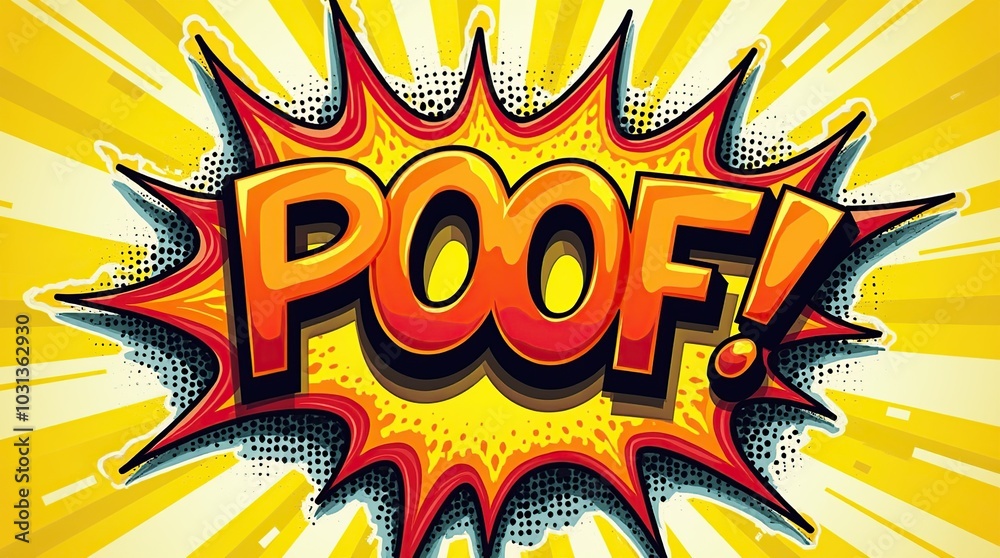 Fototapeta premium Vibrant comic book style explosion with 'Poof' text