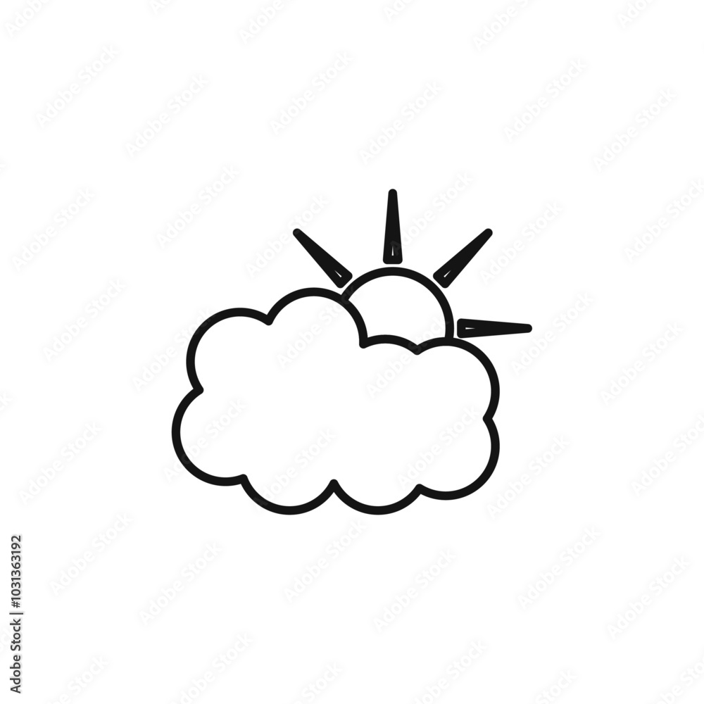 Cloud sun icon Thin line flat illustration Cloud sun icon Thin line flat illustration