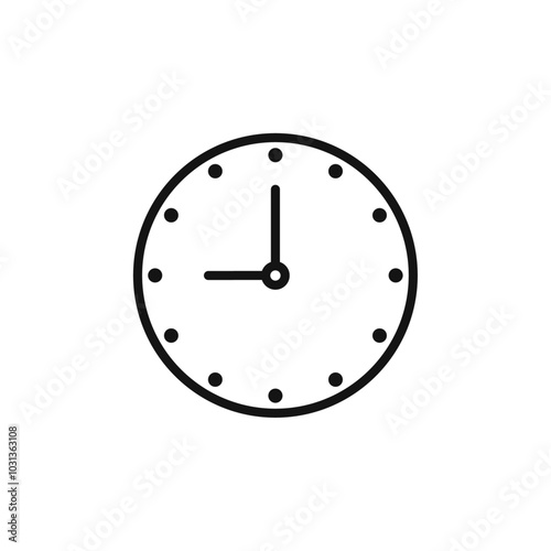 Clock nine icon Thin line flat illustration