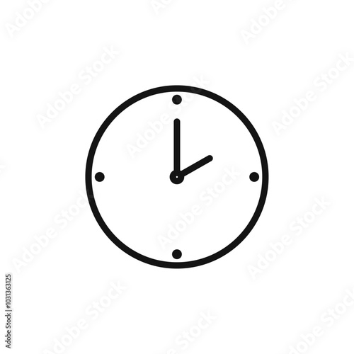 Clock two icon Thin line flat illustration