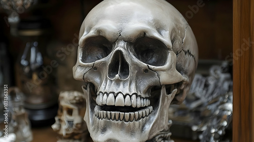 A decorative skull sculptur...