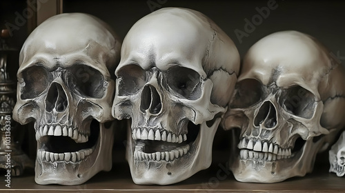 Three decorative skulls arr...