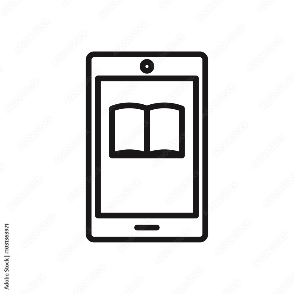 Ebook icon Thin line flat illustration Ebook icon Thin line flat illustration