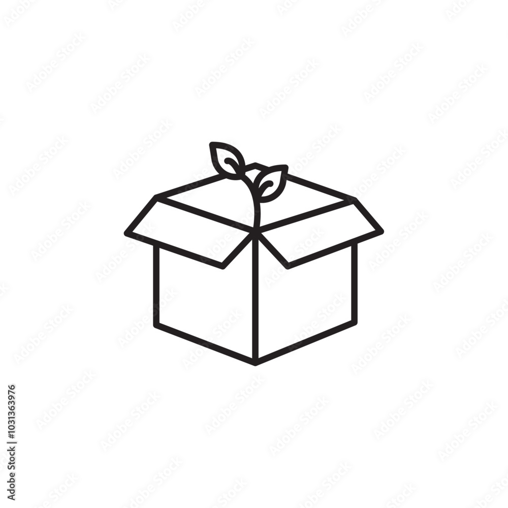 Obraz premium Eco packaging icon Thin line flat illustration