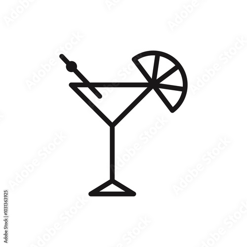 Drink icon Thin line flat illustration
