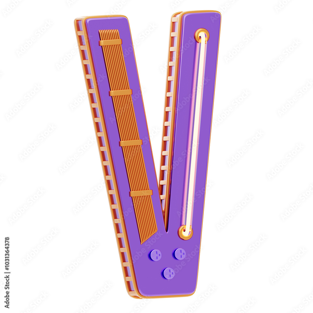 Obraz premium V Letter 3D Shape Future Essence Text. 3D Icon