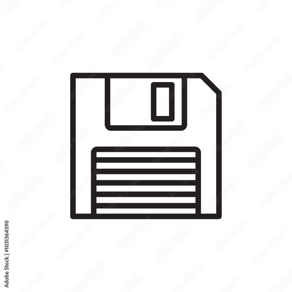 Floppy disk icon Thin line flat illustration Floppy disk icon Thin line flat illustration