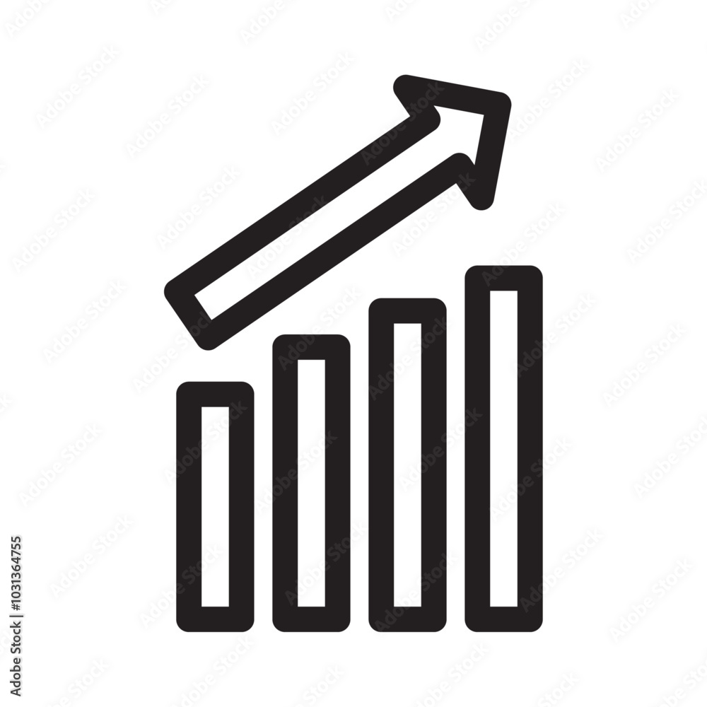 Growth Chart icon Thin line flat illustration Growth Chart icon Thin line flat illustration