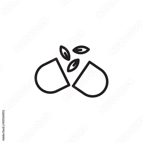 Herbal capsule icon Thin line flat illustration