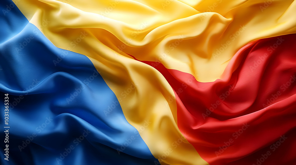 A close-up of the Romanian flag, showcasing its vibrant colors. A close-up of the Romanian flag, showcasing its vibrant colors.